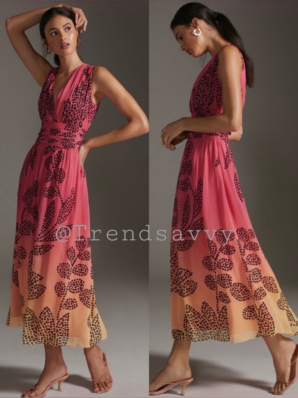 Anthropologie Verb Pallavi Singhee Pink Ombre Floral Maxi Dress XS Boho NWT